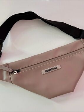 ESSENTIALS Beige Crossbody Belt Bag with Black Strap
